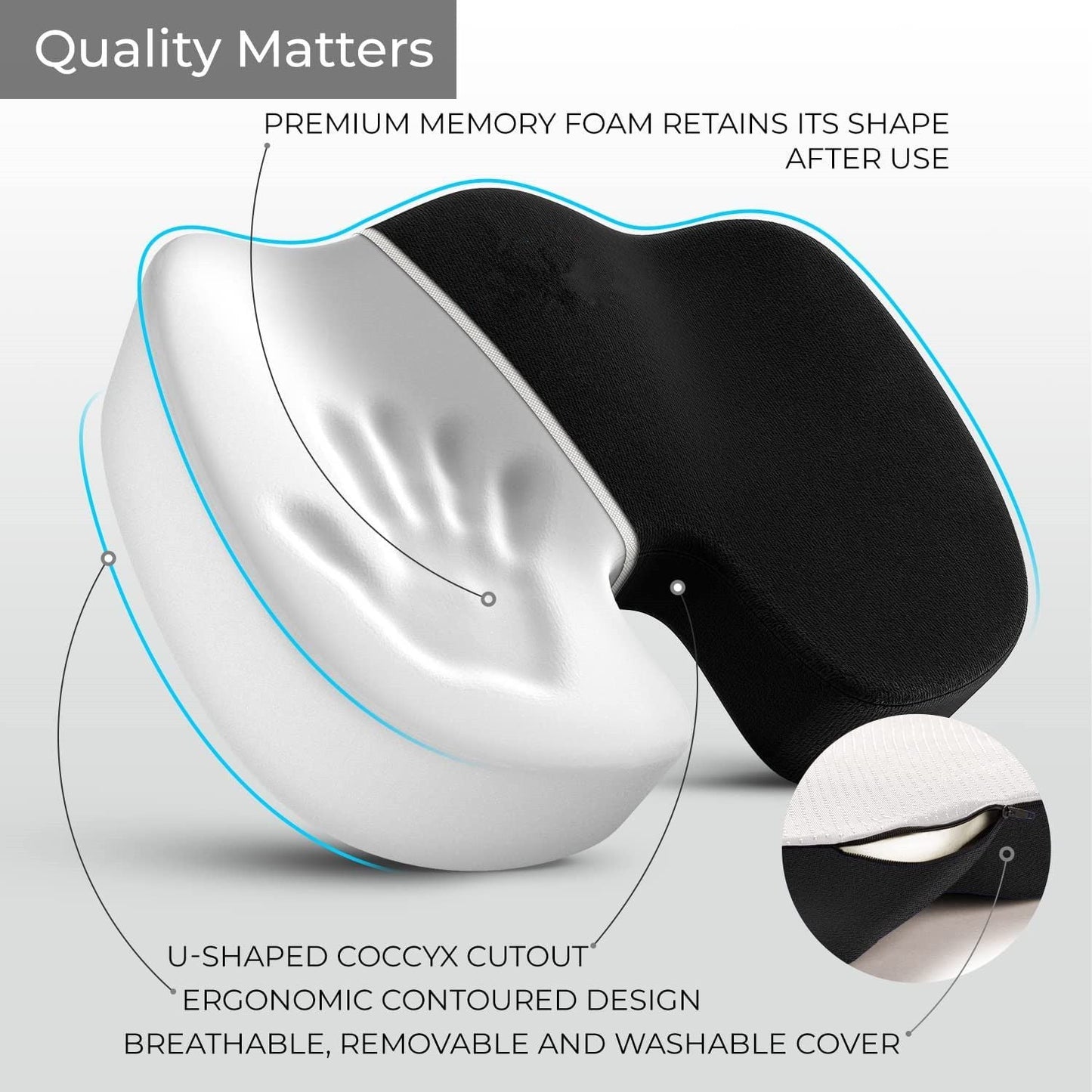 Ergonomic Memory Foam Seat Cushion & Lumbar Support Set - Breathable Mesh Orthopedic Relief Combo for Office & Car