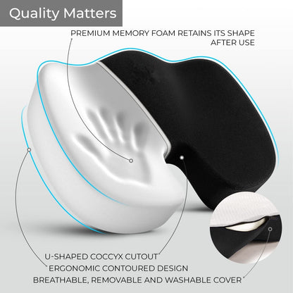 Ergonomic Memory Foam Seat Cushion & Lumbar Support Set - Breathable Mesh Orthopedic Relief Combo for Office & Car