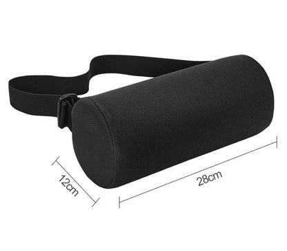 Black Portable McKenzie Method Ergonomic Lumbar Support Roll - Adjustable Memory Foam Cylinder Pillow with Breathable Cover