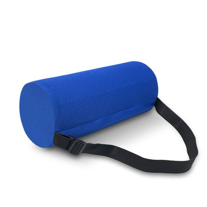 Blue Portable McKenzie Method Ergonomic Lumbar Support Roll - Adjustable Memory Foam Cylinder Pillow with Breathable Cover