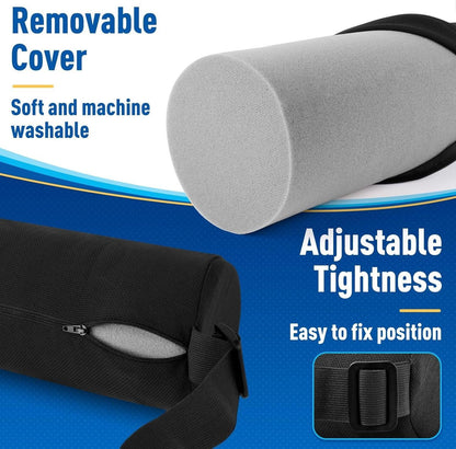 Blue Portable McKenzie Method Ergonomic Lumbar Support Roll - Adjustable Memory Foam Cylinder Pillow with Breathable Cover
