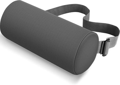 Grey Portable McKenzie Method Ergonomic Lumbar Support Roll - Adjustable Memory Foam Cylinder Pillow with Breathable Cover