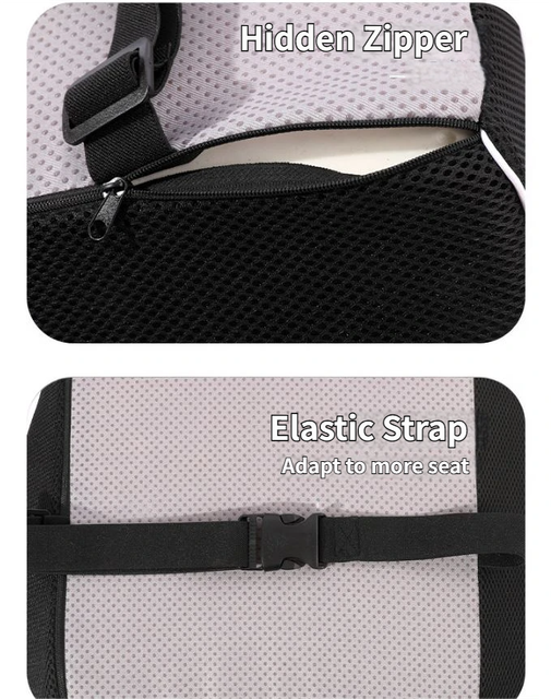 Black Large Ergonomic Memory Foam Lumbar Support Pillow & S Curve High-Back Cusion with Buckle Strap & Breathable Mesh Cover