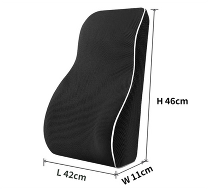 Black Large Ergonomic Memory Foam Lumbar Support Pillow & S Curve High-Back Cusion with Buckle Strap & Breathable Mesh Cover