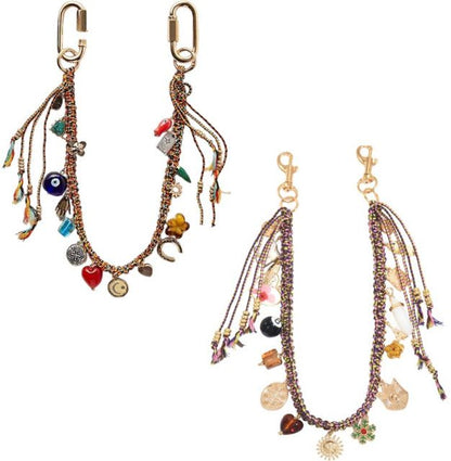 #3541 + #3546 Bohemian Vintage Ceramic Keychain Bag Charm - Multi-Layered Handcrafted Lucky Ethnic Bag Styling Accessory & Mother's Day Gift
