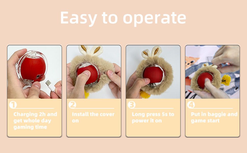 Interactive Hunting Hidden Prey Cat Toy Set - Red Plush Automatic Moving Ball & 72CM Large Crinkle Hunting Cover - Smart Obstacle Avoidance, USB Rechargeable