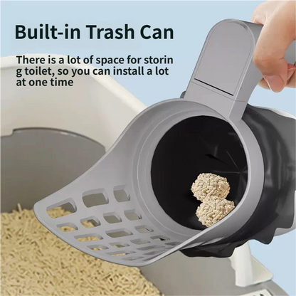 3-in-1 Handheld Cat Litter Scoop with Waste Bin & Bag Dispenser - One-Way Litter Sifting & Disposal Tool, Detachable and Efficient Cleaning
