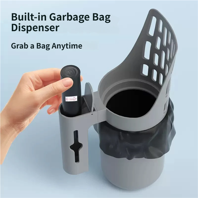 3-in-1 Handheld Cat Litter Scoop with Waste Bin & Bag Dispenser - One-Way Litter Sifting & Disposal Tool, Detachable and Efficient Cleaning