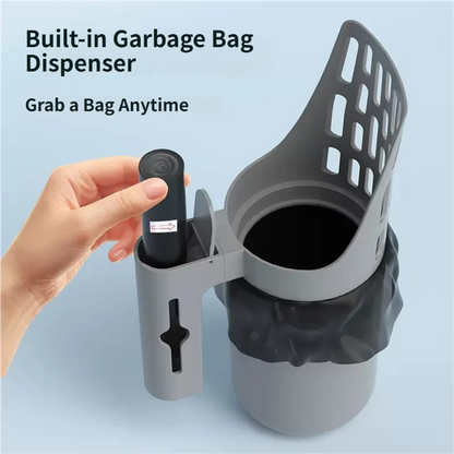 3-in-1 Handheld Cat Litter Scoop with Waste Bin & Bag Dispenser - One-Way Litter Sifting & Disposal Tool, Detachable and Efficient Cleaning