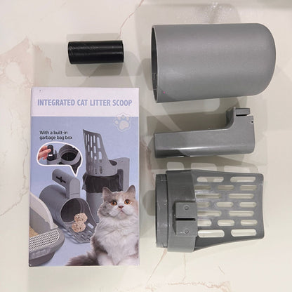 3-in-1 Handheld Cat Litter Scoop with Waste Bin & Bag Dispenser - One-Way Litter Sifting & Disposal Tool, Detachable and Efficient Cleaning