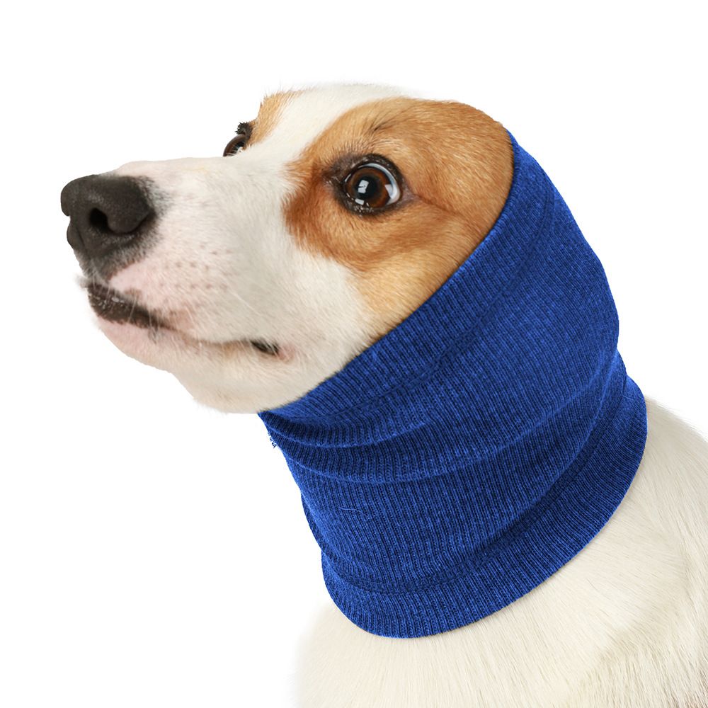 3-Pack Blue Instant Calming Dog Warm Hoods and Ear Covers (L Size) - Anxiety Relief Noise Reduction & Grooming Support, Breathable Full-Head Protection