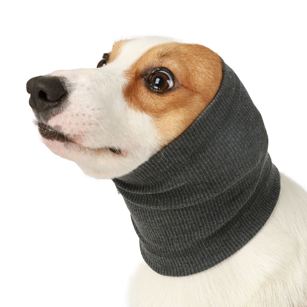 3-Pack Grey Instant Calming Dog Warm Hoods and Ear Covers (M Size) - Anxiety Relief Noise Reduction & Grooming Support, Breathable Full-Head Protection