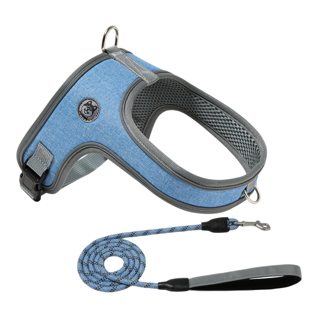 S Size Blue Waterproof Reflective Saddle-Style Dog Harness & 1.5M Leash Set - Breathable Anti-Choke Escape-Proof Step-In Walking Gear