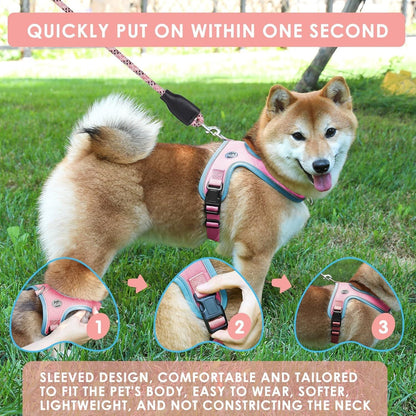 M Size Grey Waterproof Reflective Saddle-Style Dog Harness & 1.5M Leash Set - Breathable Anti-Choke Escape-Proof Step-In Walking Gear
