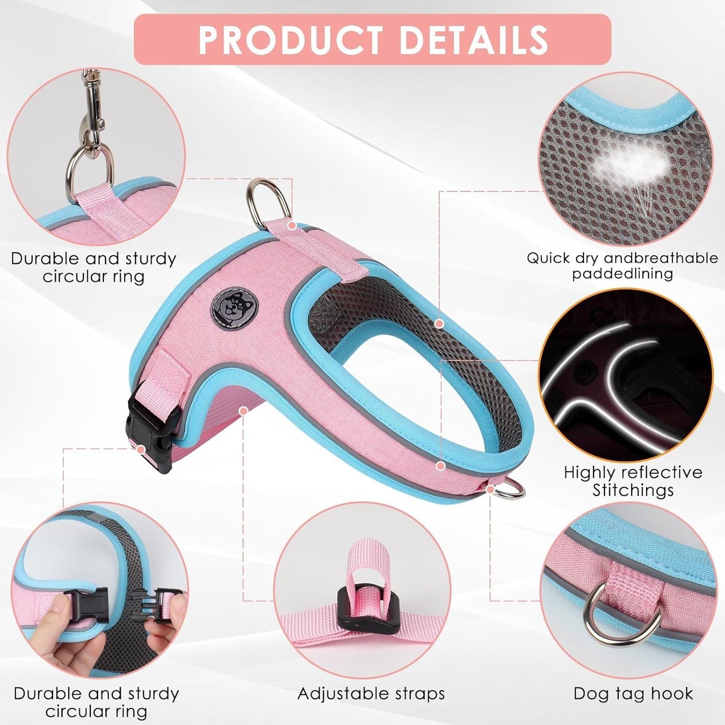 M Size Orange Waterproof Reflective Saddle-Style Dog Harness & 1.5M Leash Set - Breathable Anti-Choke Escape-Proof Step-In Walking Gear