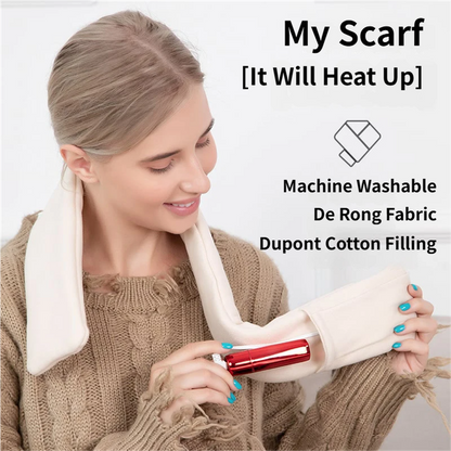 Red USB Powered Graphene Rapid Heated Scarf - 80 x 10 CM Washable Winter Thermal Wrap with 3-Level Temp for Cervical Support & Pain Relief