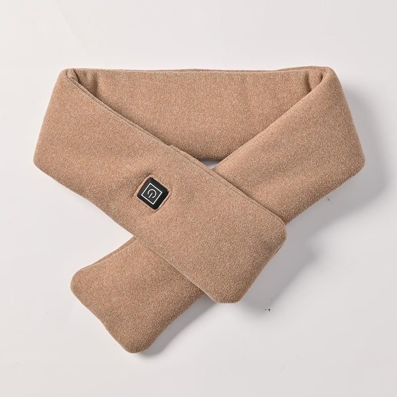 Khaki USB Powered Graphene Rapid Heated Scarf - 80 x 10 CM Washable Winter Thermal Wrap with 3-Level Temp for Cervical Support & Pain Relief
