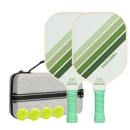 2PCS Green Striped Fiberglass Pickleball Paddles & 4PCS Balls Set with Hardshell Storage Box - Shock Absorbing Honeycomb Core & Anti-Slip Grip - USAPA Standard Lightweight Sports Racket