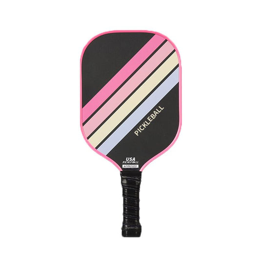 Pink Striped Fiberglass Pickleball Paddle - Shock Absorbing Honeycomb Core & Anti-Slip Grip - USAPA Standard Lightweight Sports Racket