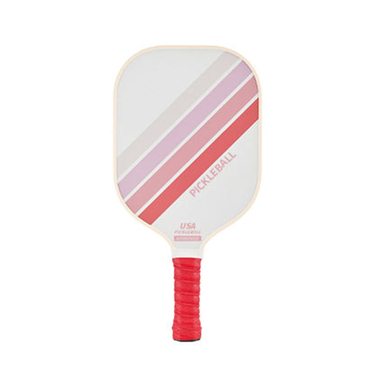 White Striped Fiberglass Pickleball Paddle - Shock Absorbing Honeycomb Core & Anti-Slip Grip - USAPA Standard Lightweight Sports Racket