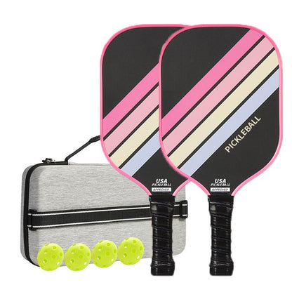 2PCS Pink Striped Fiberglass Pickleball Paddles & 4PCS Balls Set with Hardshell Storage Box - Shock Absorbing Honeycomb Core & Anti-Slip Grip - USAPA Standard Lightweight Sports Racket