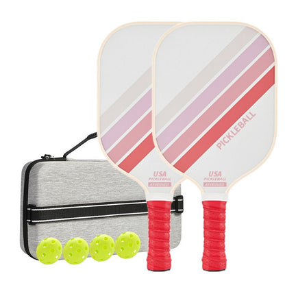 2PCS White Striped Fiberglass Pickleball Paddles & 4PCS Balls Set with Hardshell Storage Box - Shock Absorbing Honeycomb Core & Anti-Slip Grip - USAPA Standard Lightweight Sports Racket