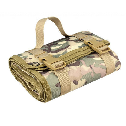 200x75CM Camouflage Outdoor Tactical Roll-Up Shooting Mat - MOLLE Webbing & Stake Down Eyelets - Portable Waterproof Ground Pad for Field Training, Camping & Picnic