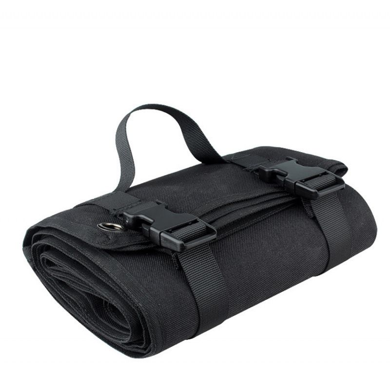 200x75CM Black Outdoor Tactical Roll-Up Shooting Mat - MOLLE Webbing & Stake Down Eyelets - Portable Waterproof Ground Pad for Field Training, Camping & Picnic