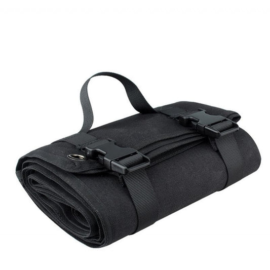 200x75CM Black Outdoor Tactical Roll-Up Shooting Mat - MOLLE Webbing & Stake Down Eyelets - Portable Waterproof Ground Pad for Field Training, Camping & Picnic