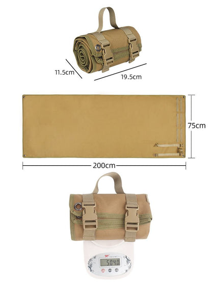 200x75CM Black Outdoor Tactical Roll-Up Shooting Mat - MOLLE Webbing & Stake Down Eyelets - Portable Waterproof Ground Pad for Field Training, Camping & Picnic