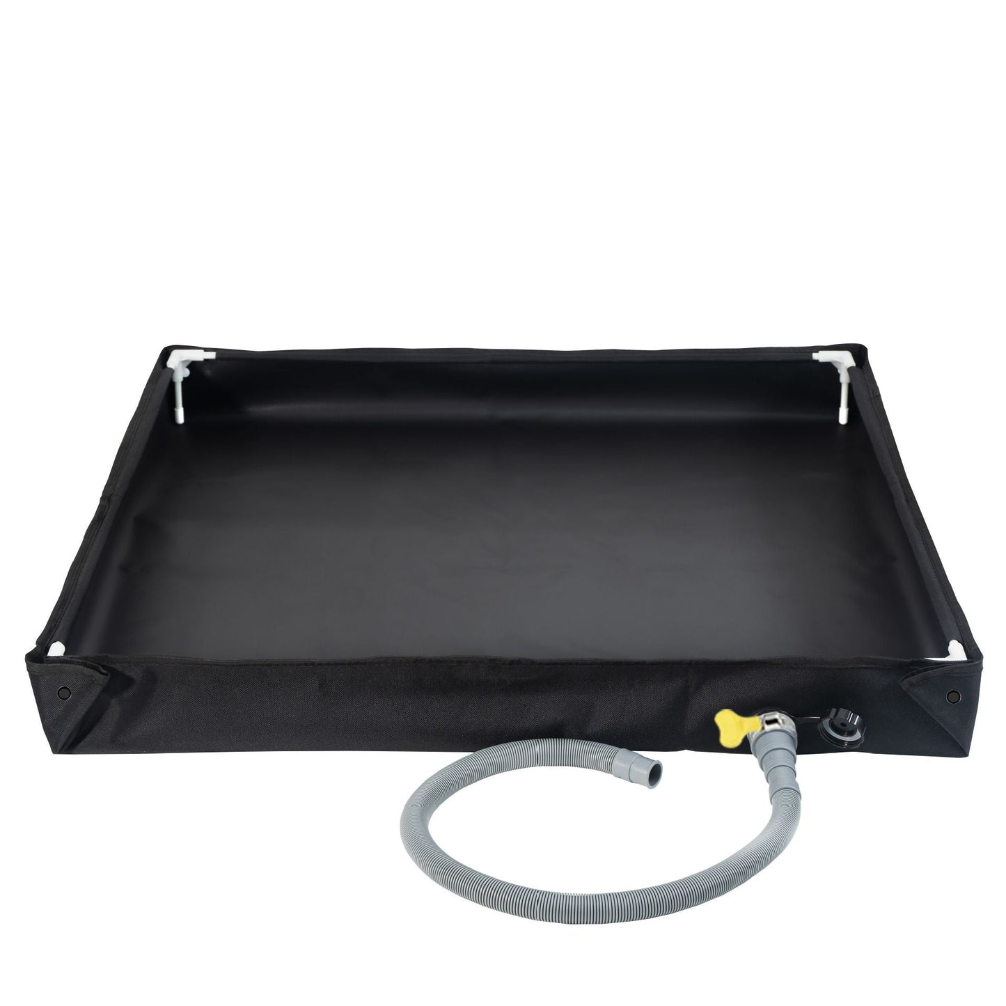 80x80x10CM Black Portable Outdoor Shower Tray & Versatile Collapsible Water Basin - Reinforced Support and Drainage System- Leak-proof Oxford Large Base for Camping, Beach & Garden