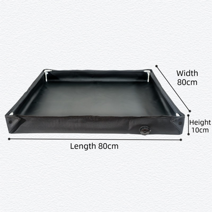 80x80x10CM Beige Portable Outdoor Shower Tray & Versatile Collapsible Water Basin - Reinforced Support and Drainage System- Leak-proof Oxford Large Base for Camping, Beach & Garden