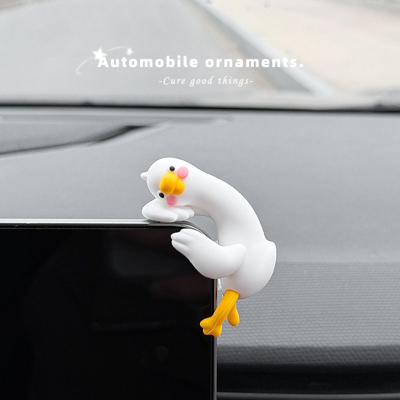 4-Piece Adorable Pomelo Duckies Resin Figurine with Adhesive Backing - Creative Desktop & Car Ornaments for Computer Monitors & Home Decor