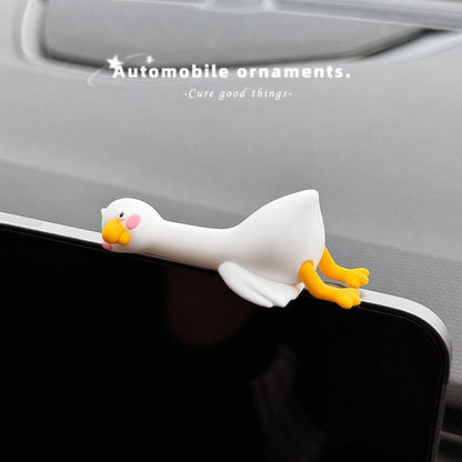 4-Piece Adorable Pomelo Duckies Resin Figurine with Adhesive Backing - Creative Desktop & Car Ornaments for Computer Monitors & Home Decor