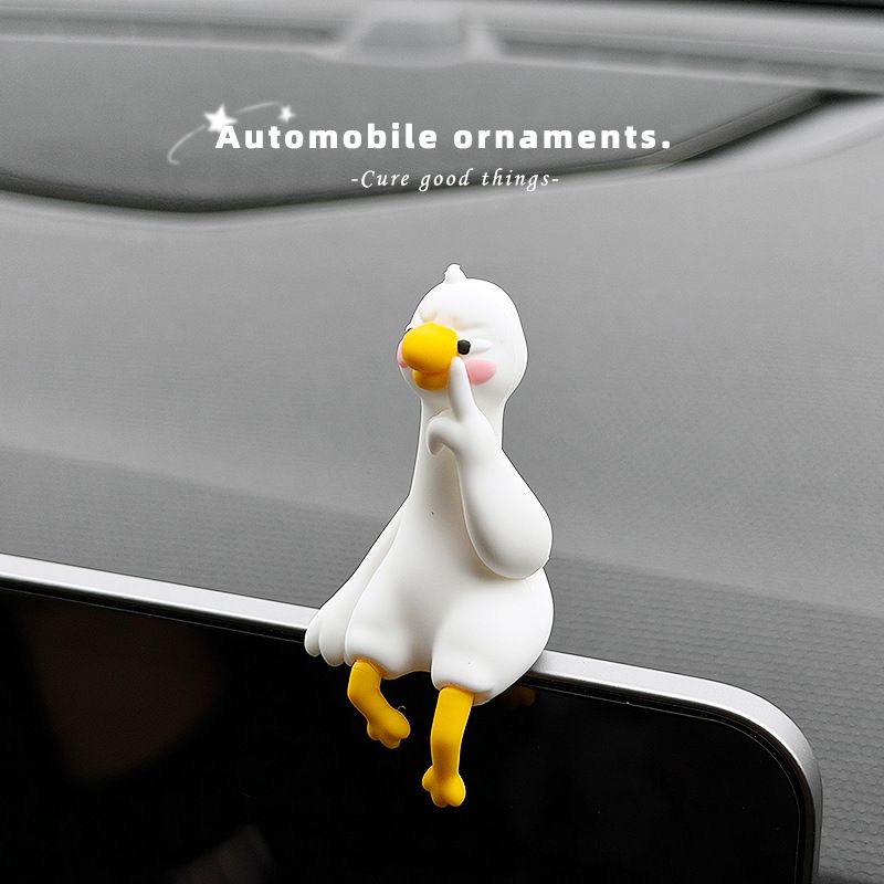 4-Piece Adorable Pomelo Duckies Resin Figurine with Adhesive Backing - Creative Desktop & Car Ornaments for Computer Monitors & Home Decor
