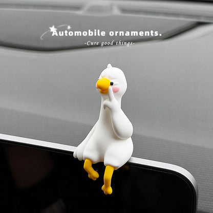 4-Piece Adorable Pomelo Duckies Resin Figurine with Adhesive Backing - Creative Desktop & Car Ornaments for Computer Monitors & Home Decor