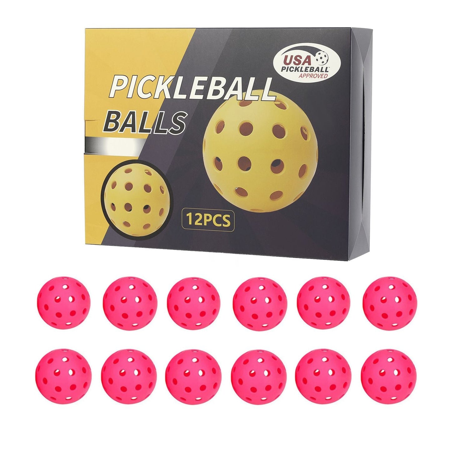 12-Pack Rose Red Professional Outdoor Pickleballs in Deluxe Gift Box - Seamless Crack-Resistant 40-Hole Training Balls Set
