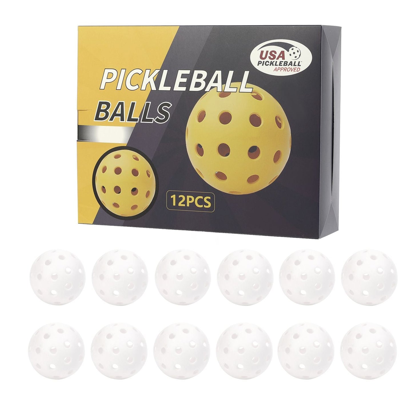 12-Pack White Professional Outdoor Pickleballs in Deluxe Gift Box - Seamless Crack-Resistant 40-Hole Training Balls Set