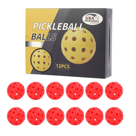 12-Pack Red Professional Outdoor Pickleballs in Deluxe Gift Box - Seamless Crack-Resistant 40-Hole Training Balls Set