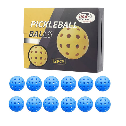 12-Pack Blue Professional Outdoor Pickleballs in Deluxe Gift Box - Seamless Crack-Resistant 40-Hole Training Balls Set