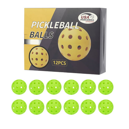 12-Pack Green Professional Outdoor Pickleballs in Deluxe Gift Box - Seamless Crack-Resistant 40-Hole Training Balls Set