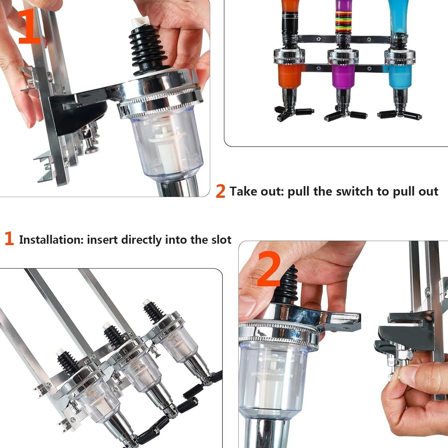 Professional Wall-Mounted Alcohol Tot Dispenser (2 Head) - Heavy Duty Adjustable Metal Wine Rack Decor with Spring-Loaded Bottle Holder
