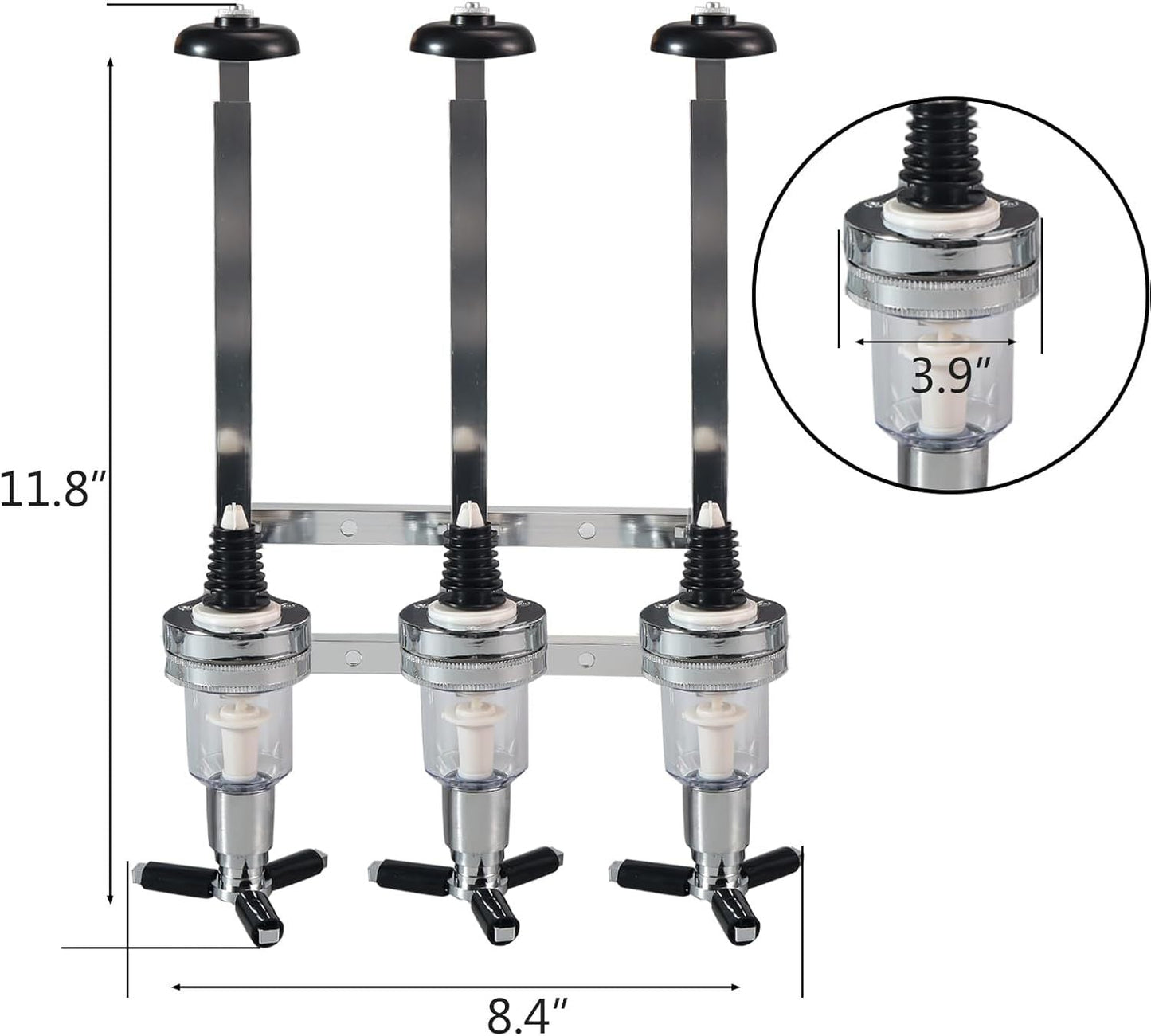 Professional Wall-Mounted Alcohol Tot Dispenser (2 Head) - Heavy Duty Adjustable Metal Wine Rack Decor with Spring-Loaded Bottle Holder