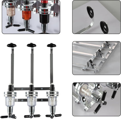 Professional Wall-Mounted Alcohol Tot Dispenser (4 Head) - Heavy Duty Adjustable Metal Wine Rack Decor with Spring-Loaded Bottle Holder
