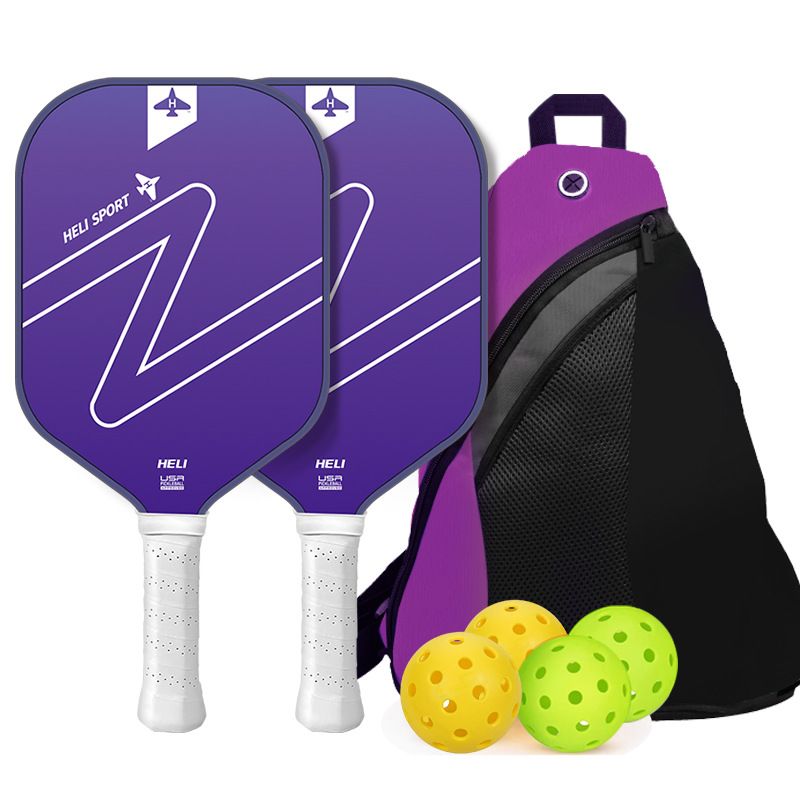 Gradient Purple Fiberglass Pickleball Paddle Set - USAPA High-Rebound Dual Rackets (TPU Edge), 4 Outdoor Balls & Triangle Carry Case for Outdoor Play