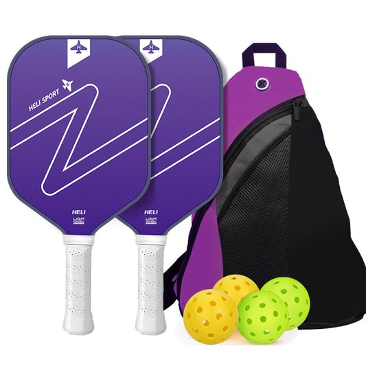 Gradient Purple Fiberglass Pickleball Paddle Set - USAPA High-Rebound Dual Rackets (TPU Edge), 4 Outdoor Balls & Triangle Carry Case for Outdoor Play