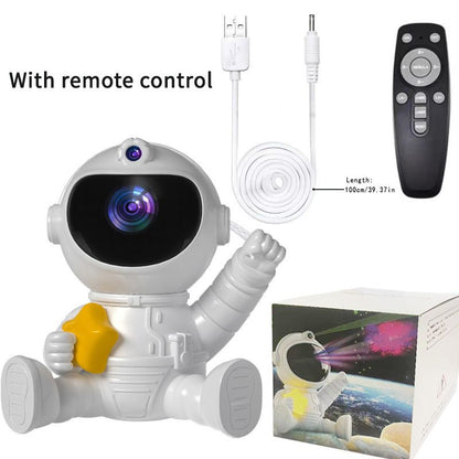 USB Powered Astronaut Nebula Projector & Starry Night Ambient Light with Star Accents - 8 Nebula Effects, 360Â° Rotating Head & Remote Control