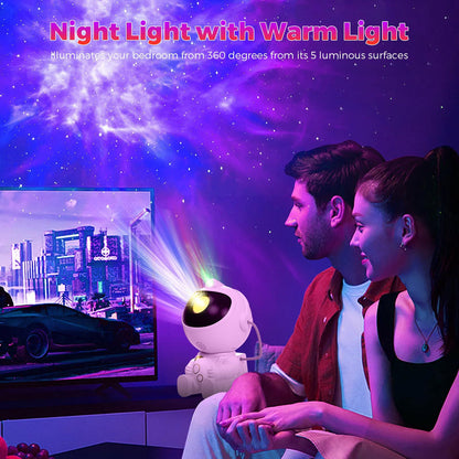 USB Powered Astronaut Nebula Projector & Starry Night Ambient Light with Star Accents - 8 Nebula Effects, 360Â° Rotating Head & Remote Control
