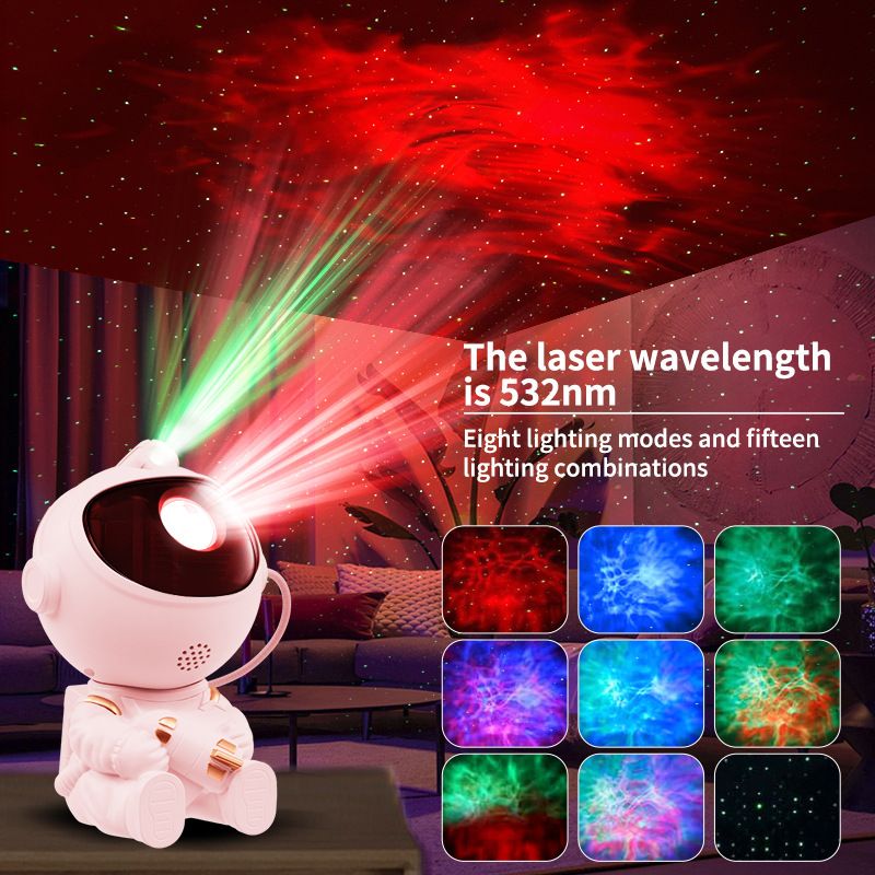 USB Powered Astronaut Nebula Projector & Starry Night Ambient Light with Space Shuttle Accents - 8 Nebula Effects, 360Â° Rotating Head & Remote Control