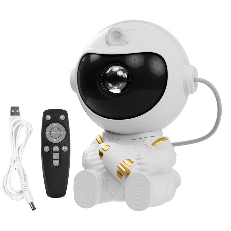 USB Powered Astronaut Nebula Projector & Starry Night Ambient Light with Airplane Accents - 8 Nebula Effects, 360Â° Rotating Head & Remote Control